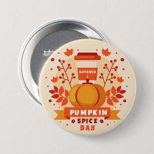 National Pumpkin Spice Day, Kaffee, Herbstlaub Button (Vorne & Hinten)
