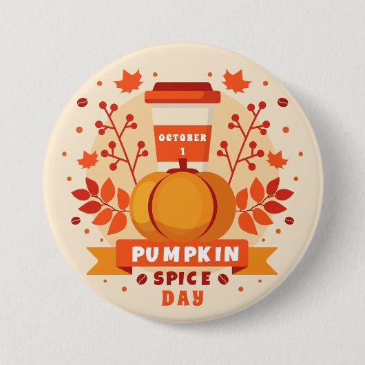 National Pumpkin Spice Day, Kaffee, Herbstlaub Button (Vorderseite)