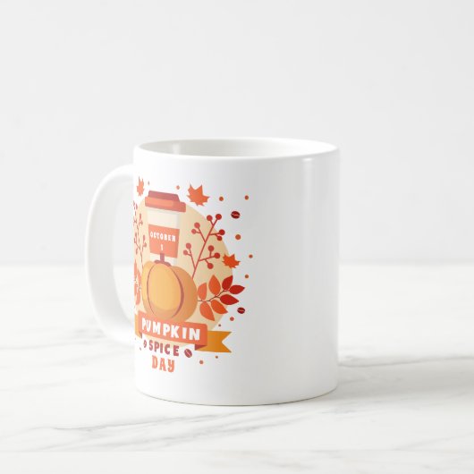 National Pumpkin Spice Day, Kaffee, Herbstlaub Kaffeetasse (Vorderseite Links)