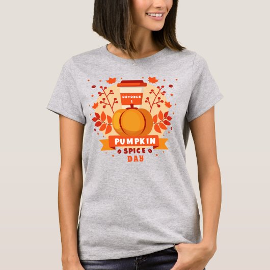 National Pumpkin Spice Day, Kaffee, Herbstlaub T-Shirt (Vorderseite)