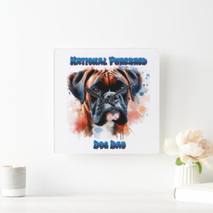 National Purebred Dog Day Celebration Boxer Hund Quadratische Wanduhr