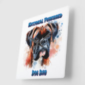 National Purebred Dog Day Celebration Boxer Hund Quadratische Wanduhr (Winkel)