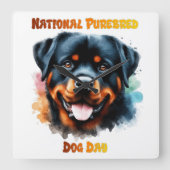 National Purebred Dog Day Rottweiler Artwork Quadratische Wanduhr (Vorderseite)