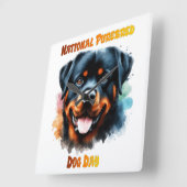 National Purebred Dog Day Rottweiler Artwork Quadratische Wanduhr (Winkel)