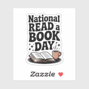 National Read a Book Day Retro Cosy Book Lover Aufkleber