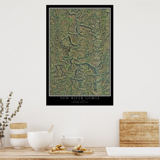 National River Gorge National River Satellite Map Poster (Küche)