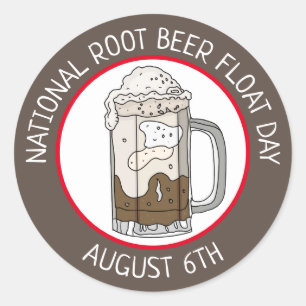 National Root Beat Float Day August 6. Runder Aufkleber