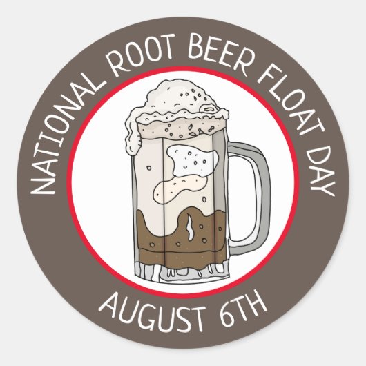 National Root Beat Float Day | August 6. Runder Aufkleber (Vorderseite)