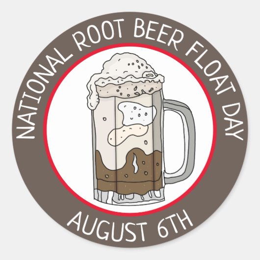 National Root Beat Float Day | August 6. Runder Aufkleber (Vorderseite)