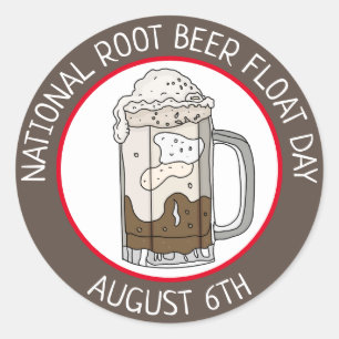 National Root Beat Float Day August 6. Runder Aufkleber