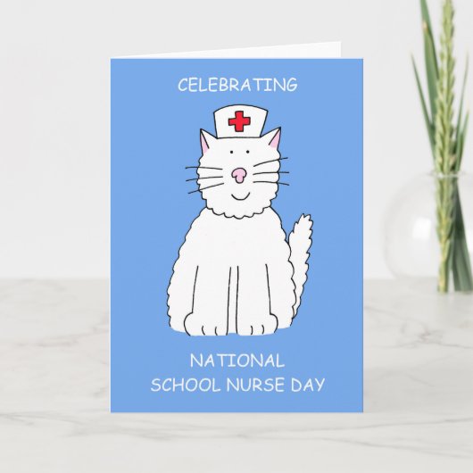 National School Nurday Mai Cartoon Cat Karte (Vorderseite)