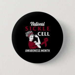 National Sickle Cell Awareness Montag Burgundy Rib Button