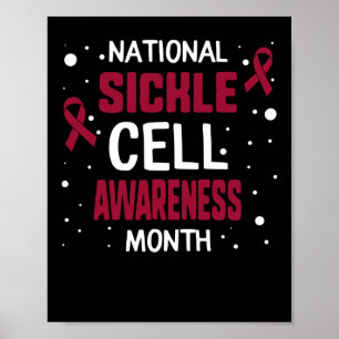 National Sickle Cell Awareness Montag Burgundy Rib Poster