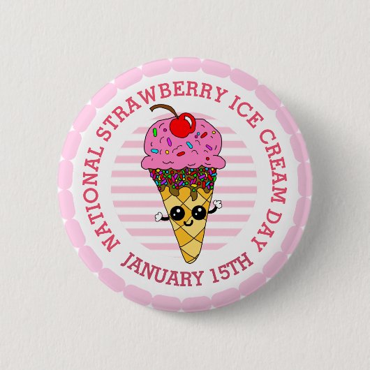 National Strawberry Ice Cream Day Button (Vorderseite)