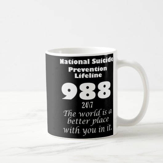 National Suicide Prevention Lifeline 988 With Whit Kaffeetasse (Rechts)