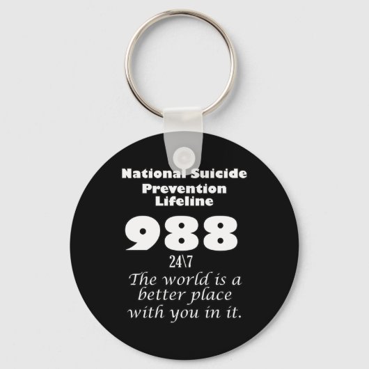 National Suicide Prevention Lifeline 988 With Whit Schlüsselanhänger (Vorderseite)