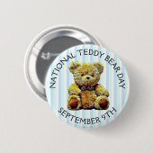 National Teddy Bear Day 9. September Feiertag Button (Vorne & Hinten)