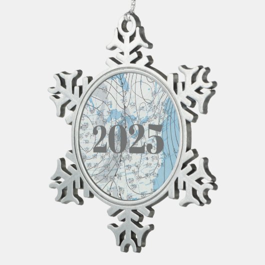 National Weather Map 2025 Schneeflocken Zinn-Ornament (Rechts)
