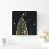 National Xmas Tree & Washington Monument at Night Quadratische Wanduhr (Zuhause)
