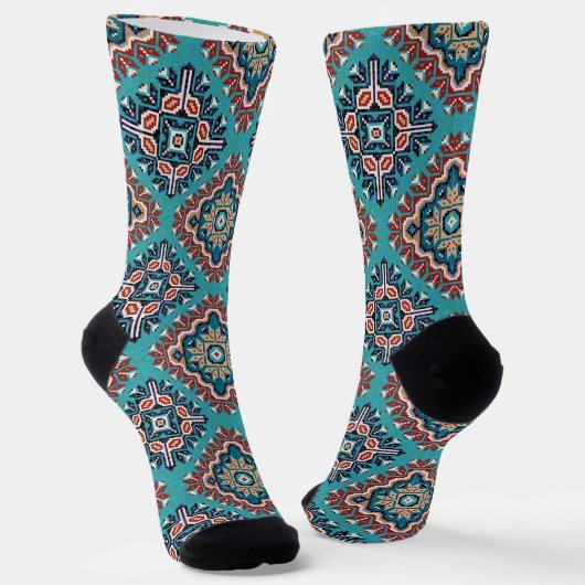 Nationale Amerikanische Ureinwohner Navajo Mosaic Socken (Gewinkelt)