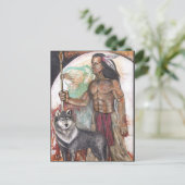 Nationale Amerikanische Ureinwohner- und Wolf-Post Postkarte (Stehend Vorderseite)