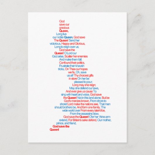 Nationale Anthem Postkarte (Vorderseite)