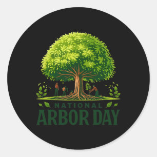 Nationale Arbor Day Tree Pflege für einen glücklic Runder Aufkleber