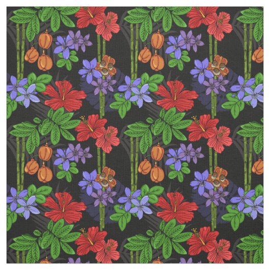 Nationale Blume Jamaikas und tropisches Obst Stoff (Muster)