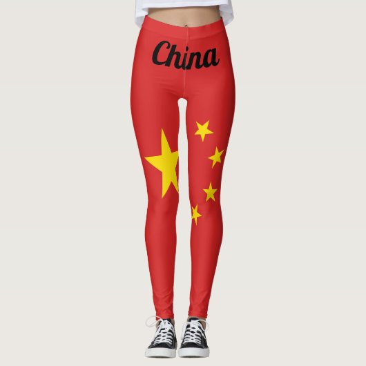 Nationale China-Flagge anpassen Leggings (Vorderseite)