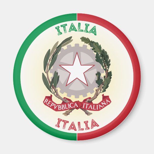 Nationale Emblem-Circle-Form in Italien Magnet (Vorne)
