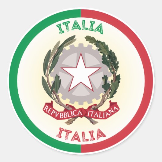 Nationale Emblem-Circle-Form in Italien Runder Aufkleber (Vorderseite)