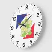 Nationale Farben und Landkarte Frankreichs Große Wanduhr (Winkel)