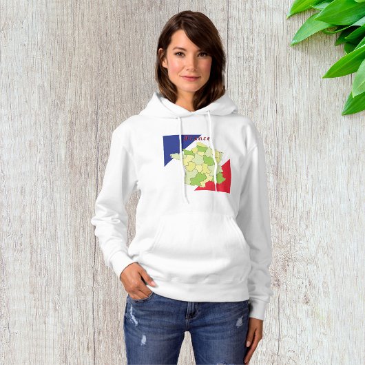 Nationale Farben und Landkarte Frankreichs Hoodie