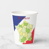 Nationale Farben und Landkarte Frankreichs Pappbecher (Vorderseite)