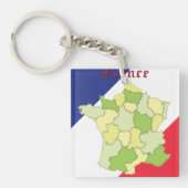 Nationale Farben und Landkarte Frankreichs Schlüsselanhänger (Vorderseite)