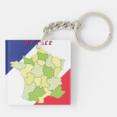 Nationale Farben und Landkarte Frankreichs Schlüsselanhänger (Rückseite)