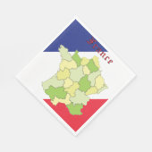 Nationale Farben und Landkarte Frankreichs Serviette (Ecke)