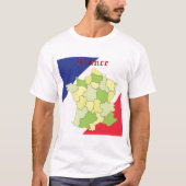 Nationale Farben und Landkarte Frankreichs T-Shirt (Vorderseite)