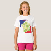 Nationale Farben und Landkarte Frankreichs T-Shirt (Vorne ganz)