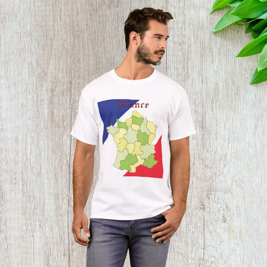 Nationale Farben und Landkarte Frankreichs T-Shirt