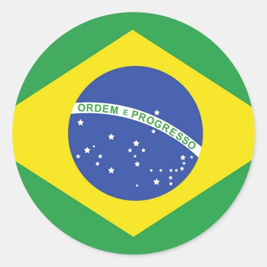 Nationale Flagge Brasiliens Runder Aufkleber (Vorderseite)