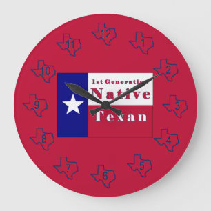 Nationale Flagge der ersten Generation für Texan Große Wanduhr