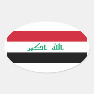 Nationale Flagge des Irak Ovaler Aufkleber