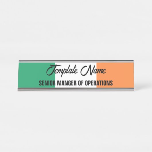 Nationale Flagge Irlands, irischer Standard, Banne Schreibtischnamensplakette (Vorderseite )
