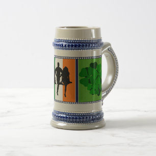 Nationale Flagge Irlands, Kleeblatt Klee, Flusstan Bierglas