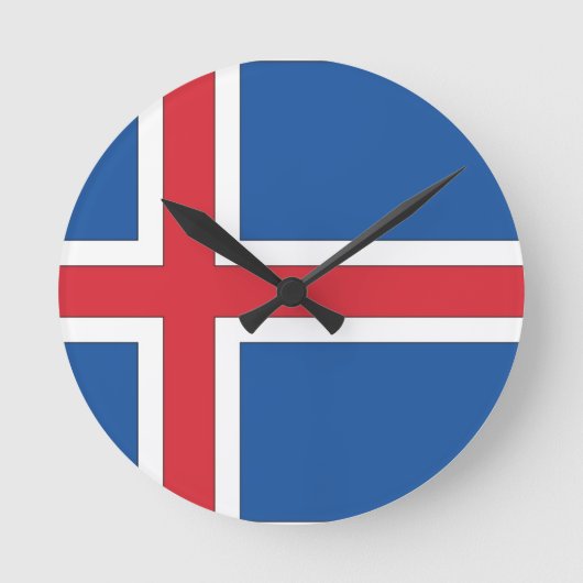 Nationale Flagge Islands Runde Wanduhr (Vorderseite)