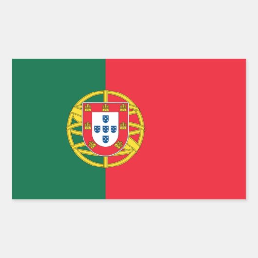 Nationale Flagge Portugals Rechteckiger Aufkleber (Vorderseite)