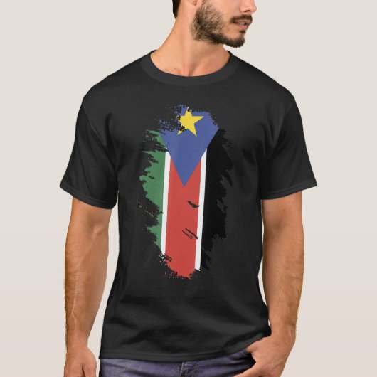 Nationale Flagge Südsudans Souvenir für Männer T-Shirt (Vorderseite)