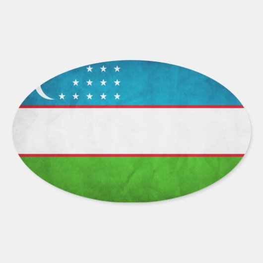 Nationale Flagge Usbekistans Ovaler Aufkleber (Vorderseite)