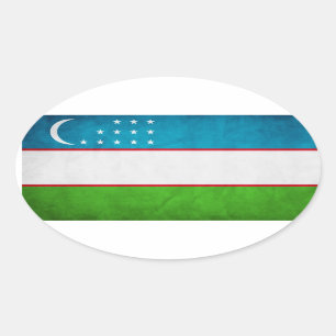 Nationale Flagge Usbekistans Ovaler Aufkleber